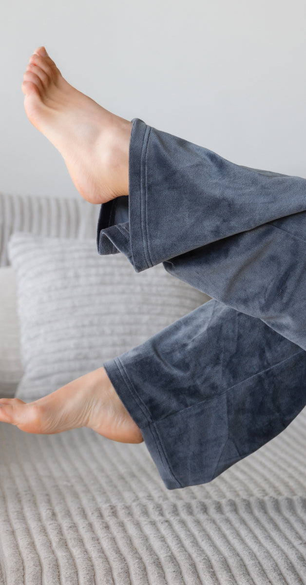 Huispak grijs velvet broek met top - huispak