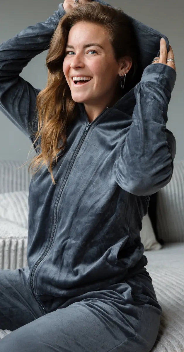 Huispak grijs jasje & broek - huispak